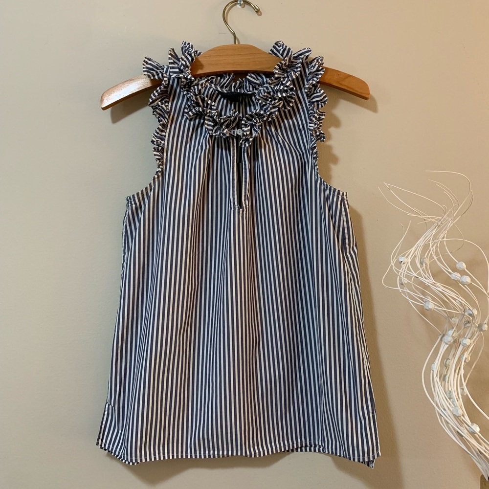 J. Crew Sleeveless Top Shirt Ruffles Stripes - Picture 6 of 8